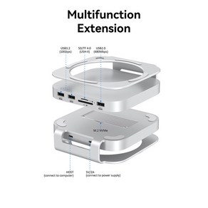 Mac Mini M4/M4 Po 스탠드 -C 도킹 스테이션 SSD 케이스 USB3.2 Gen2 SD4.0 TF4.0용 M.2 인클로저가 포함 USB C 허브, [01] MC60(S), 1개