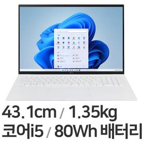 LG전자 그램17인치 17Z90Q-GA5WK I7/16GB 중고노트북 사무/업무/가벼운, WIN11 Home, 256GB, 16GB, 화이트