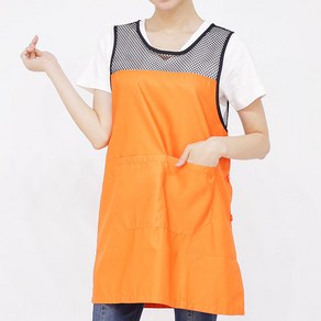 [ UAE251GO ] 오렌지색/주황색/폴리/라운드/요양보호사/요양원/양면/원피스/여름용/망사앞치마, L, 1개