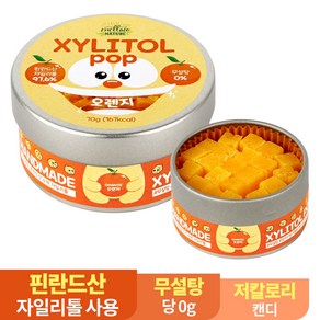 수제 장인 자일리톨 팝 캔디 사탕 70g 핀란드산 100% 오렌지, 1개