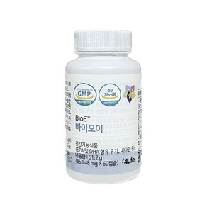 4life 포라이프 바이오이 EPA 및 DHA 함유 유지 비타민E, 1개, 60정