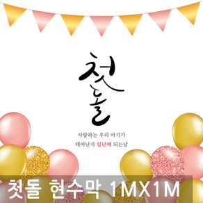 첫돌 축하 현수막 1m x 1m 생일 배너 행사 돌잡이 돌상 족자 플랜 카드, BN002.선택 - 첫돌 축하 1mx1m