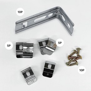 더원홈데코 커튼레일 부속세트 브라켓(대)5개+브라켓(소)5개+꺽쇠10개+목재피스10개, 1세트, 메탈