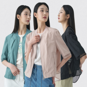 [지센창원]여성 리사이클 메쉬배색 집업 숏 점퍼3색 LCCAO421