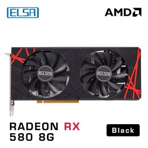 ELSA AMD Radeon RX 580 데스크탑 컴퓨터 게임 및 사무실 그래픽 카드용 블랙 GPU 8GB GDDR5 256 비트, 1개, 01 RX580