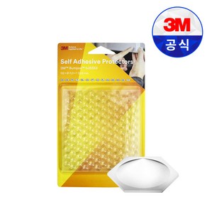 3M 범폰 SJ6553 투명 육각형 블리스터팩 132개입 고무발 미끄럼 방지 패드, 1개