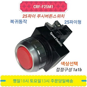 한영넉스 CRF-F25M1 푸쉬버튼스위치 25파이 PB S/W 1a1b CR-251-1 대체, 녹색(G), 1개