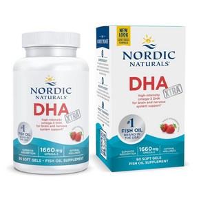 노르딕내츄럴스 DHA 엑스트라스트랭스 1660mg 오메가 3 스트로베리 1000mg 소프트젤, 60개입, 1개