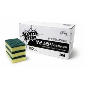 3M 스카치브라이트 스펀지 다목적 수세미 SL86 소 20개입 벌크포장, 3M SL86 스펀지수세미 소 20개입(벌크), 1세트, 20개