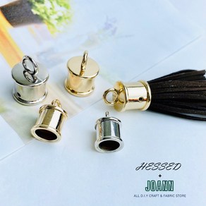헤세드 국산] 원통형 금속 태슬캡 태슬장식 (나사 미포함), 실버 10mm, 1개