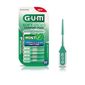 GUM Soft-Picks Comfot Flex Mint Dental Picks New Invig GUM 소프트픽 컴포트 플렉스 민트 치과용 픽 새로운 상쾌한 민트 맛 80, 80 Count_Dental Picks, 1개