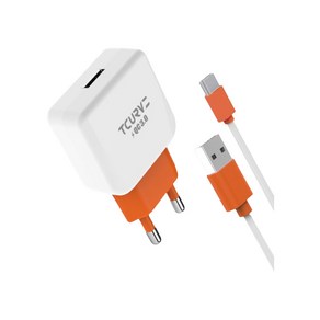 티커브 USB 1포트 C타입 급속 가정용 충전기 어댑터 케이블 포함 QC3.0 18W, USB C타입 충전기 (케이블 포함), 1개