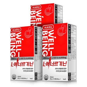 하루웰빙 L-에너르기닌 L아르기닌 6000mg BCAA함유 20g x 15포, 300g, 3개