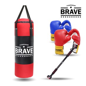 BRAVE 브레이브 샌드백 파워헤비백 B세트 80cm 글러브 철봉, 샌드백+스마트락+글러브 블루(대)