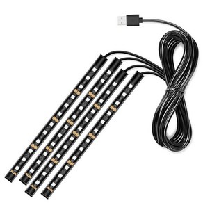 차량용 LED 무드등 바 엠비언트 USB 풋등, 단일, 화이트, 1개