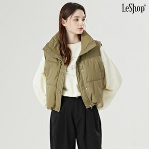 LESHOP 데일리 하이넥 밑단 스트링 패딩 베스트 DO4VW004A