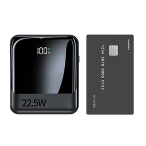 PD 22.5W 고속 입출력 케이블 일체형 미니 보조배터리 10000mAh, 블랙