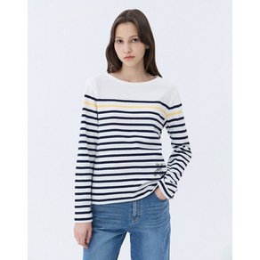 24SS [추가SALE][BEST[면100%]][스테디셀러]화이트 스트라이프 긴팔티셔츠 WSTS4A103WT