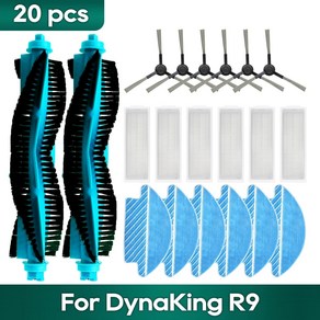 DynaKing R9 로봇 진공 청소기용 메인 사이드 브러시 헤파 필터 걸레 교체 예비, 06 Set K, 9개