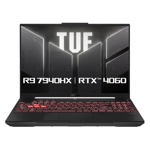 에이수스 2024 TUF 게이밍 A16 라이젠9 라이젠 7000 시리즈 지포스 RTX 4060, FA607PV-QT076, WIN11 Po, 16GB, 512GB, Mecha Gay