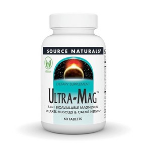 Souce Natuals Ulta-Mag 5-in-1 생체 이용 가능한 마그네슘 - 근육 이완 및 신경 진정* 비건 태블릿 60정, 1개