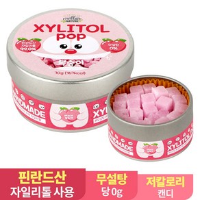 수제 장인 자일리톨 팝 캔디 사탕 복숭아 70g 핀란드산 100%