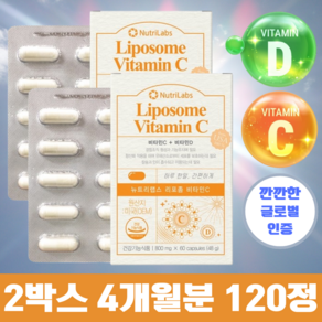 뉴트리랩스 리포좀 비타민C 800mg 60캡슐 X 2박스 고함량 비타민 + 알약케이스, 60정