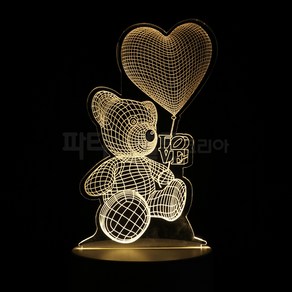 LED 3D 무드등 곰돌이 하트 프로포즈 아이러브유 조명 장식, 1.곰하트