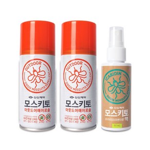 모스키토아웃도어에어로솔(디에틸톨루아미드)(레몬향) 100ml X 2개 + 모스키토액(이카리딘)(라벤더향) 60ml, 1세트