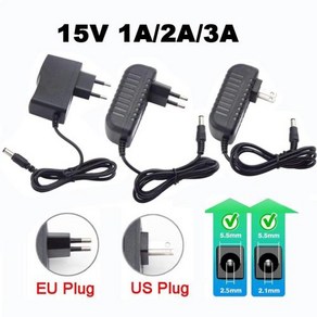 범용 전원 공급 장치 AC 110V 220V DC 15V 1A 2A 3Amp 충전기 어댑터 EU 미국 LED 스트립 조명 조명, EU_15V  1A, 1개