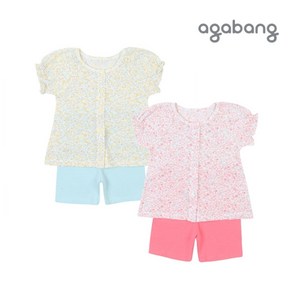 아가방 여름 꽃반소내의(YELLOW PINK)_01Q357656 가격착한 꽃무늬 패턴의 반소상하세트를 찿는분께 추천드려요