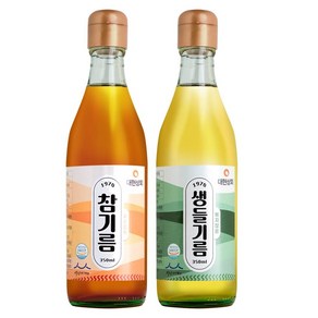 대현상회 저온압착 참기름+생들기름 350ml 2병세트, 2개