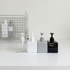 (1+1) 뉴앤룩 사각 디스펜서 주방세제 리필용기 샴푸 공병 280ml, 01. [일반형] 슬림투명280ml (1+1), 2개