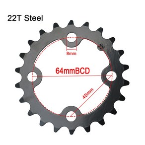 104BCD 64BCD Chaining Double/Tiple Speed Chainwheel 22/24/26/28/32/38/42T MTB 도로 자전거 Cankset, 22T steel, 1개