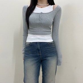 VANANA2 여성용 데일리 캐주얼 심플 레이어드 크롭 나시티셔츠세트 3colo