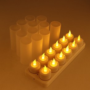 12pcs 충전식 LED 전자 촛불 빛 Flameless