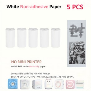 PeiPage PAPERANG Poooli 포토 프린터용 컬러 스티커 미니 열 용지 라벨 57mm 너비, 04 5 White No-sticky