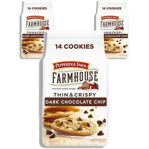 페퍼리지팜 팜하우스 씬 & 크리스피 다크 초콜릿 칩 쿠키 (14개) Famhouse Thin & Cispy Dak Chocolate Chip Cookies (14 Cookie, 3개, 190g