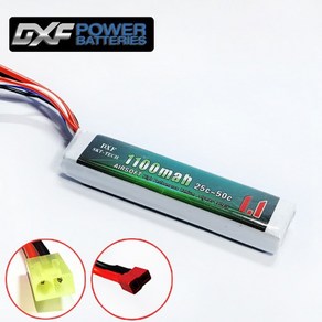 DXF 배터리 소프트 리튬 11.1v 1100mah 25c-50c(3S) (딘스잭) 에어소프트타잎, 1개