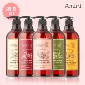 [KT알파쇼핑]총5통! 아미니 플라워 테라피 바디워시 500ml × 5종 구성, 제라늄앤자스민