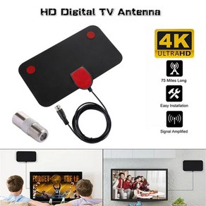 범용 TV 안테나 4K 25DB 고이득 HD DTV 박스 액티브 마일 EU 3000 공중 실내 플러그 부스터 디자인 플랫 디지털 P6T1, 1개