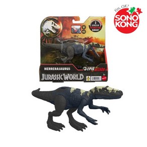 마텔 쥬라기 월드 JURASSIC WORLD 데미지! 히카루 헤레라사우루스 공룡 장난감 전체 길이 약 18.5cm 4세 HTP66, 1개