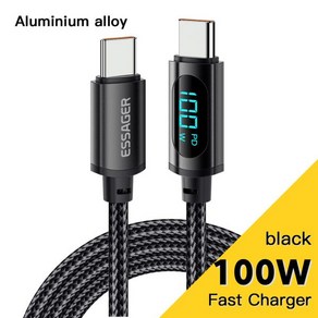 Essage-PD 100W USB c형 케이블 OPPO Realme Huawei Poco 삼성 호환 디스플레이 C 7A 고속 충전 와이어 코, 1m, 01 100W Black Cable 1, 1개