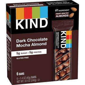 KIND ba Dak Chocolate Mocha Almond 8.4 Oz (Pack Of 6) KIND 바 다크 초콜릿 모카 아몬드 8.4온스(6팩), 238g, 6개