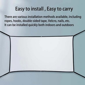 빔프로젝터스크린 호환 Thinyo 접이식 휴대용 확장 사이드 밴드 실내 및 실외용 폴리에스터 소프트 프로젝션 60 인치 72 84 100 120 150, Thin 60 inch, 1) Thin 60 inch