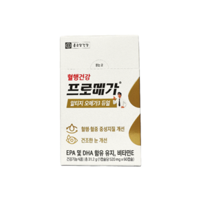 종근당건강 혈행건강 프로메가 알티지 TG 오메가3 효능 듀얼 장용성 60캡슐X2개, 60정, 2개