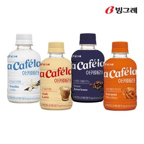 빙그레 아카페라 커피 4종 240ml 20개입 (스위트아메리카노 라떼 바닐라 카라멜 택), 20개