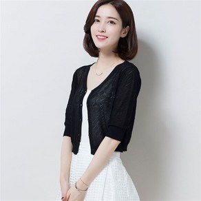 besteffie 여성 여름 얇은 가디건 7부 소매 니트 오픈 브이넥 망사 심플 디자인 루즈핏 시원한 가디건 K83