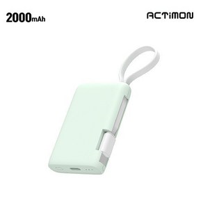 애플 애플워치 미니 무선충전기 휴대용 보조배터리 일체형 2000mAh C타입, 라이트그린, 미니 2000