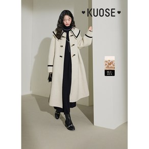 KUOSE 쿠오세 양모 모직 롱 코트 화이트